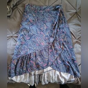 SO Asymmetrical Blue Paisley Skirt